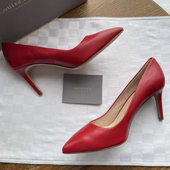 Louise et Cie Hanabeth Vespa Red Leather Pointed Toe Pumps - Picture 7 of 15